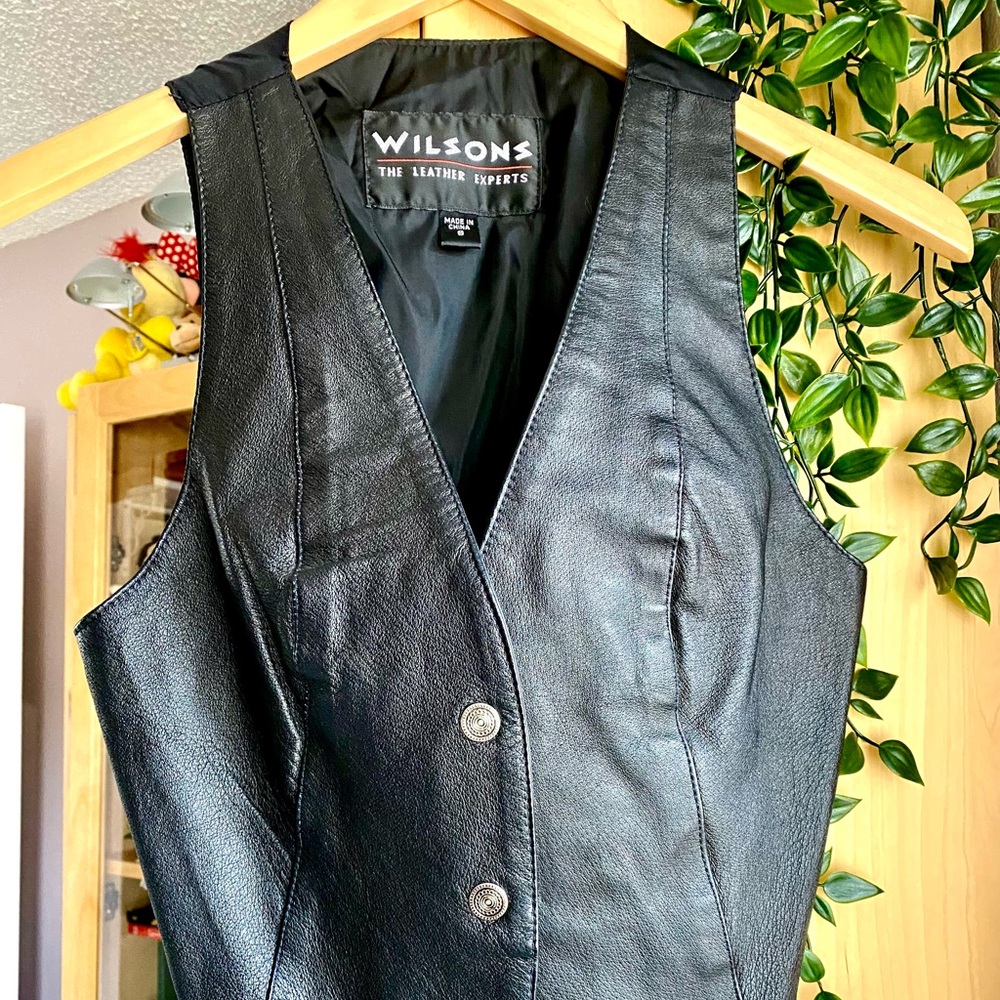 Genuine leather female vest.